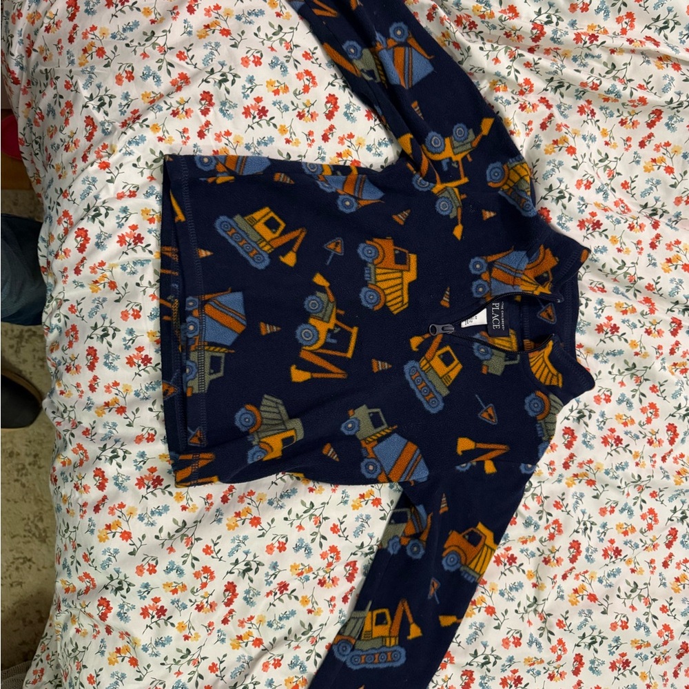 The Children's Place Blue and Orange Construction Quarter Zip